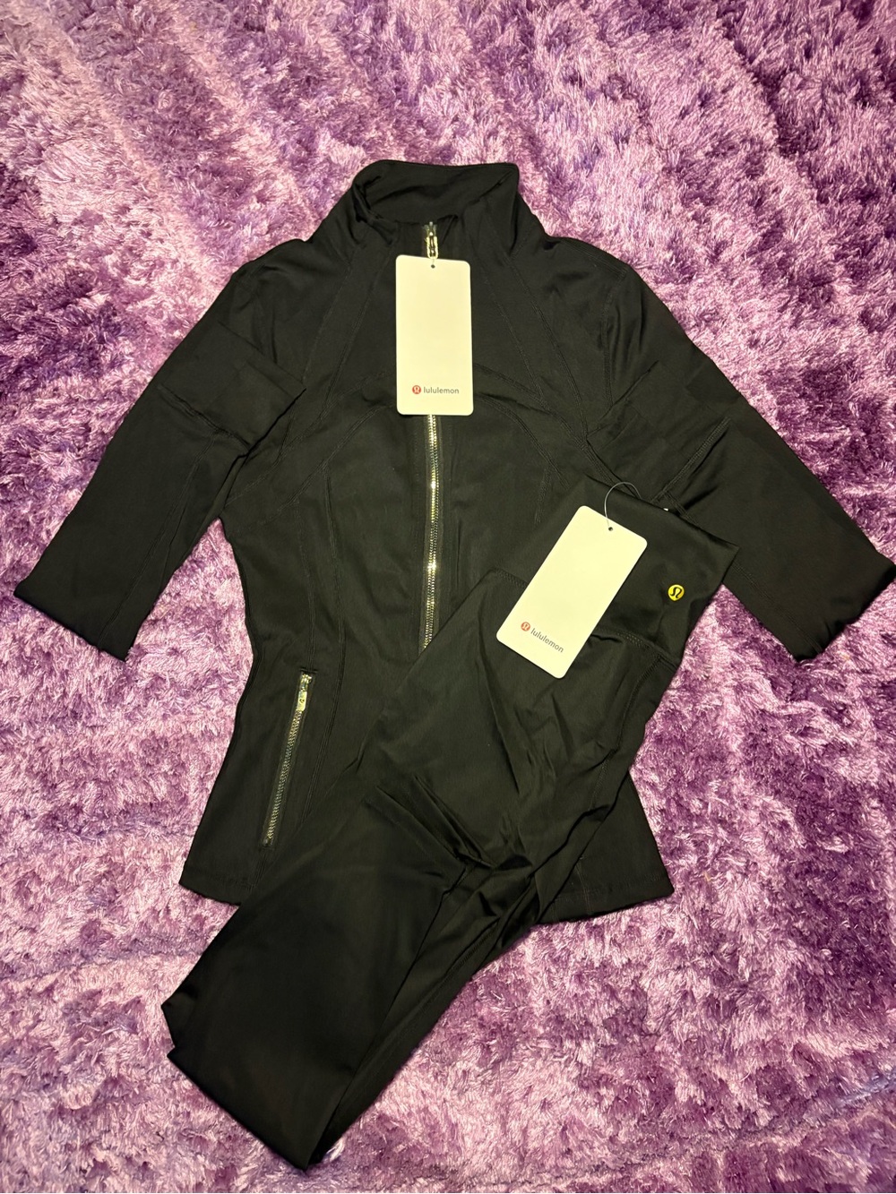 lululemon athletica Girls' Black Athletic Jacket and Leggings Set